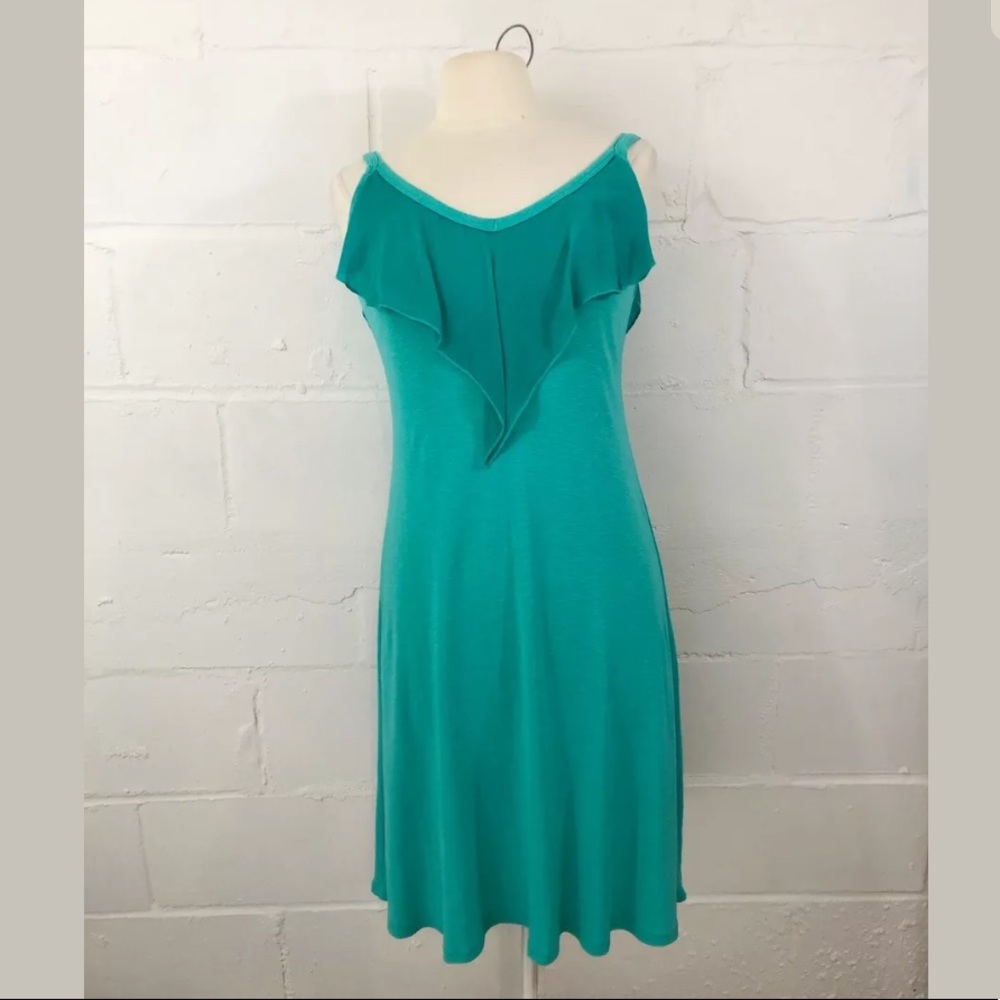 Bashara Lesser Sundress Teal Green Sheer Ruffle